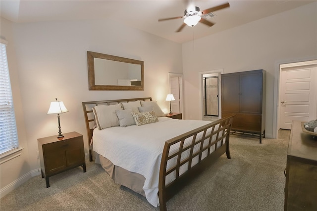 20503 Montecrest Cir, Spring, TX 77379 - carpeted bedroom featuring lofted ceiling and a ceiling fan