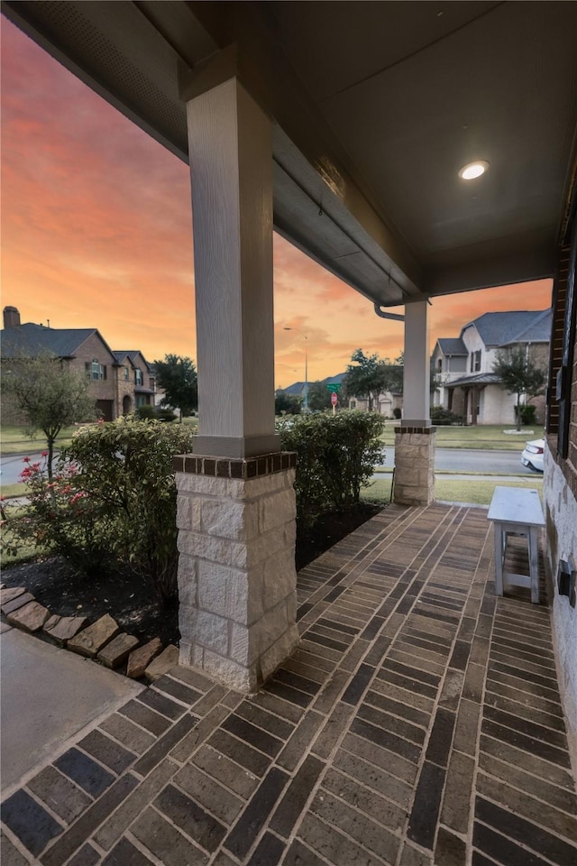 20503 Montecrest Cir, Spring, TX 77379 - patio terrace at dusk with a porch
