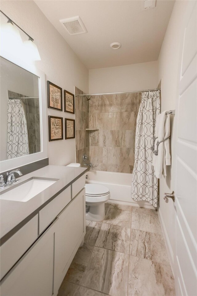 20503 Montecrest Cir, Spring, TX 77379 - bathroom with vanity and shower / bathtub combination with curtain