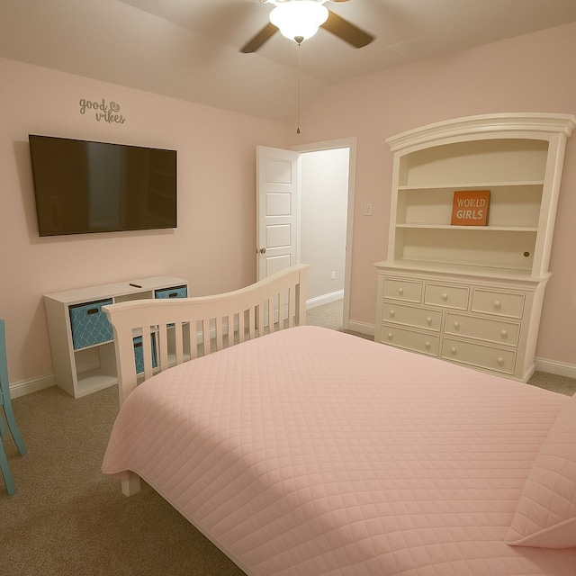 20503 Montecrest Cir, Spring, TX 77379 - carpeted bedroom featuring lofted ceiling and a ceiling fan