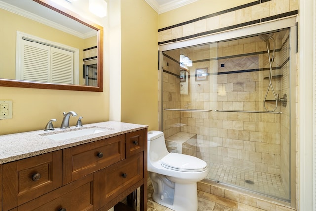 325 Carolcrest Ln Unit 2, Livingston, TX 77351 - full bath featuring ornamental molding, a shower stall, and vanity