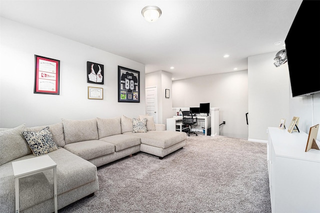 4101 Split Ivy Dr, Houston, TX 77080 - living area with carpet, an office area, and recessed lighting