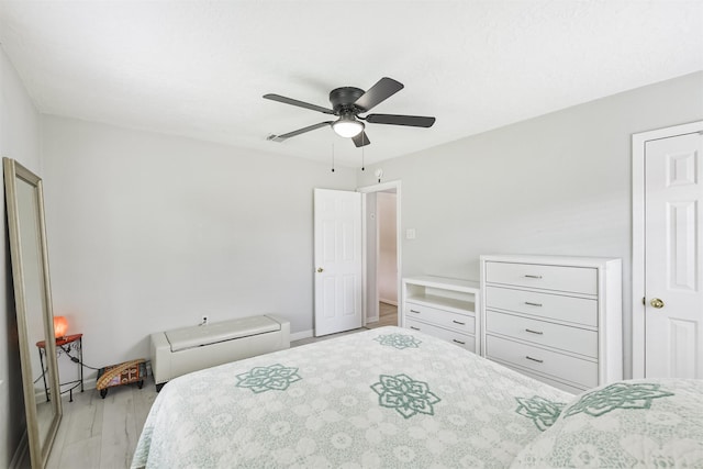 10329 Fairfax St, Houston, TX 77029 - bedroom featuring light wood-style flooring and ceiling fan