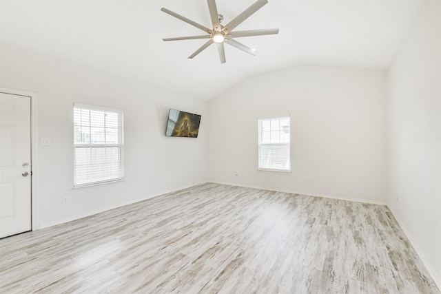 10329 Fairfax St, Houston, TX 77029 - unfurnished room with plenty of natural light, wood finished floors, vaulted ceiling, and a ceiling fan