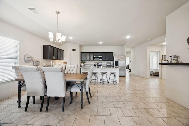 9618 Paloma Creek Dr, Tomball, TX 77375 - dining space featuring a chandelier, recessed lighting, and light tile patterned flooring