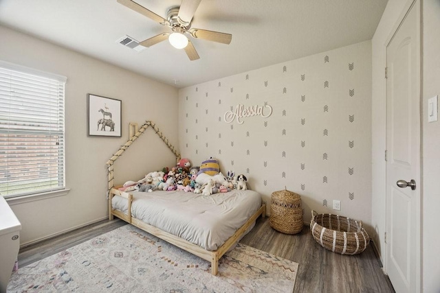 9618 Paloma Creek Dr, Tomball, TX 77375 - bedroom featuring wood finished floors and ceiling fan