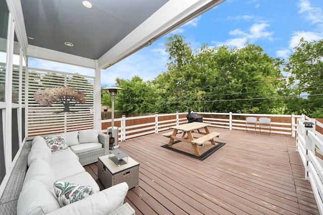 10747 Dulcimer St, Houston, TX 77051 - wooden terrace featuring an outdoor hangout area