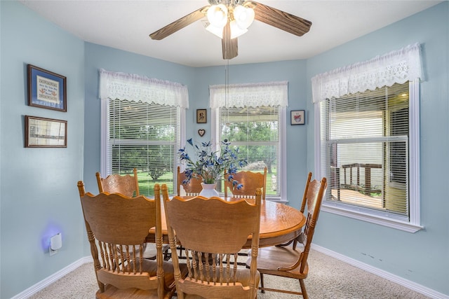 7027 Kurt Dr, Brenham, TX 77833 - dining room featuring carpet floors and ceiling fan