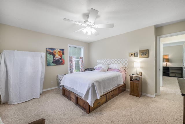 7027 Kurt Dr, Brenham, TX 77833 - bedroom with light carpet and ceiling fan