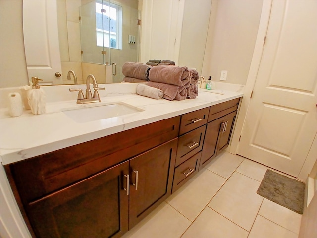 3333 Kilgore St, Houston, TX 77021 - bathroom with double vanity, tile patterned flooring, and a shower stall