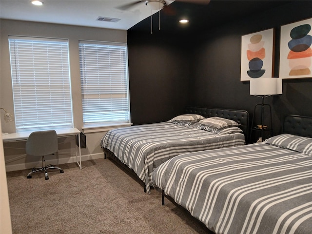 3333 Kilgore St, Houston, TX 77021 - carpeted bedroom featuring a ceiling fan and recessed lighting