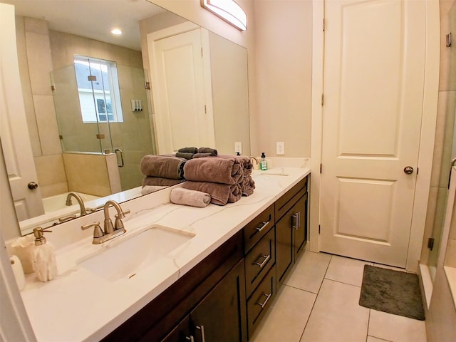 3333 Kilgore St, Houston, TX 77021 - full bath with tile patterned flooring, a stall shower, and double vanity