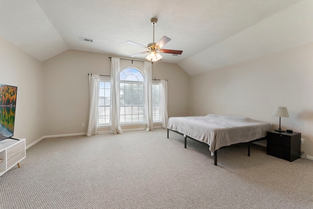 3202 Stoneydale Ln, Spring, TX 77388 - carpeted bedroom featuring lofted ceiling and ceiling fan