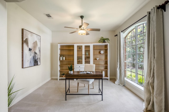 16407 Bogan Flats Ct, Houston, TX 77095 - office space featuring light carpet and ceiling fan