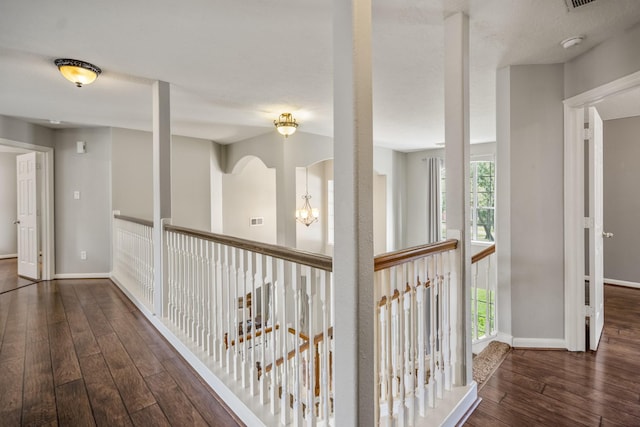 16407 Bogan Flats Ct, Houston, TX 77095 - hall with hardwood / wood-style flooring and an upstairs landing