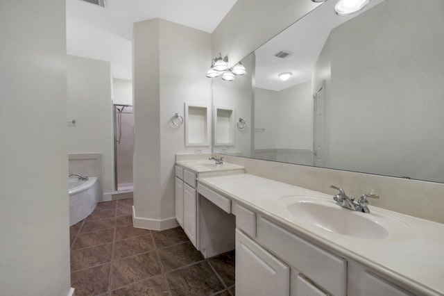 4734 Cashel Glen Dr, Houston, TX 77069 - bathroom featuring double vanity, a garden tub, and a shower