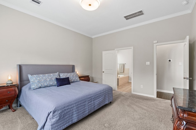 6303 Grand Drift Ct, Katy, TX 77494 - bedroom with ornamental molding, carpet, and ensuite bathroom