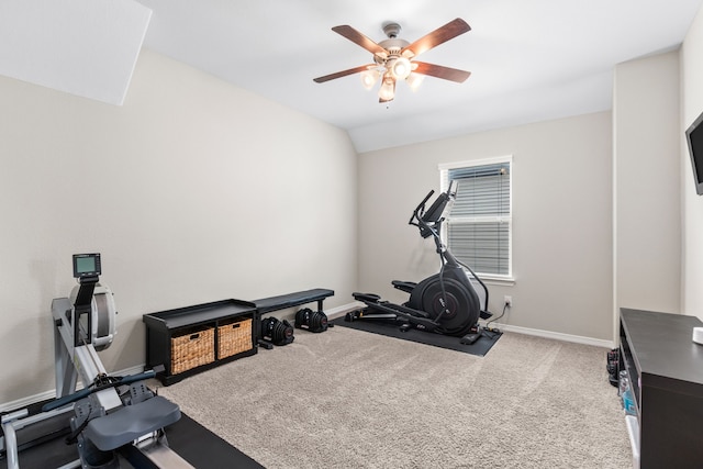 6303 Grand Drift Ct, Katy, TX 77494 - workout area with a ceiling fan and carpet