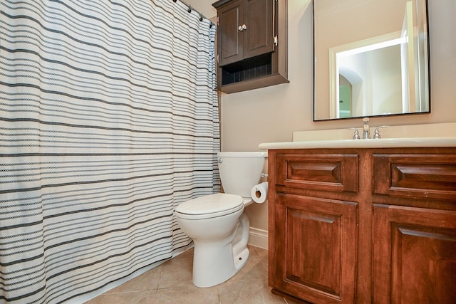 8706 Stowe Creek Ln, Missouri City, TX 77459 - bathroom with tile patterned flooring, vanity, and a shower with shower curtain