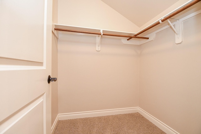 8706 Stowe Creek Ln, Missouri City, TX 77459 - walk in closet featuring carpet and vaulted ceiling