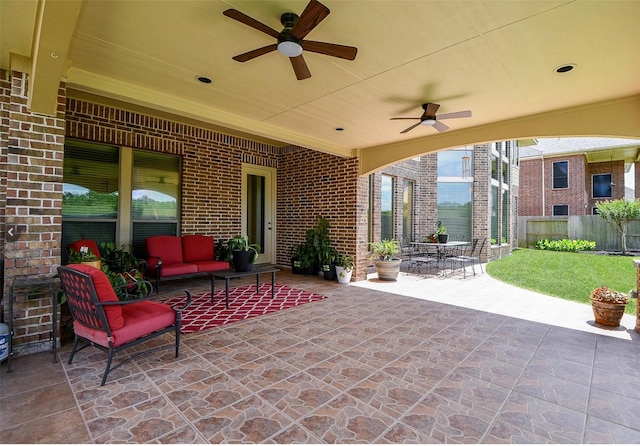 8706 Stowe Creek Ln, Missouri City, TX 77459 - view of patio with ceiling fan and an outdoor living space