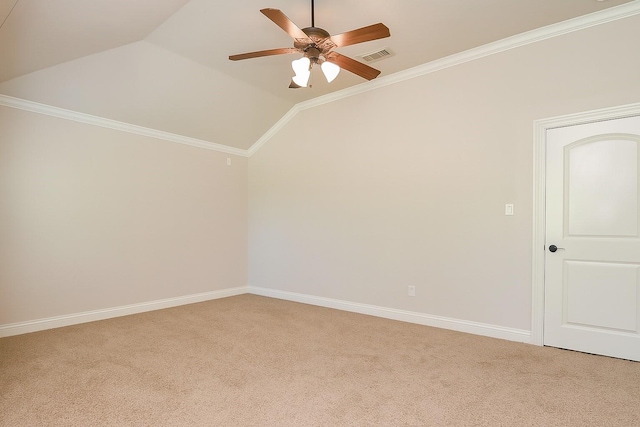 8706 Stowe Creek Ln, Missouri City, TX 77459 - additional living space featuring light colored carpet, ceiling fan, and vaulted ceiling