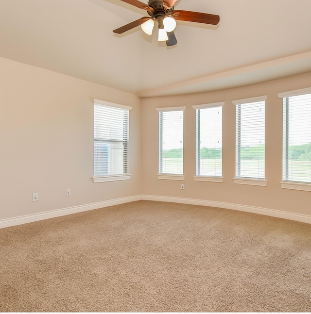 8706 Stowe Creek Ln, Missouri City, TX 77459 - spare room with carpet flooring, a ceiling fan, plenty of natural light, and vaulted ceiling
