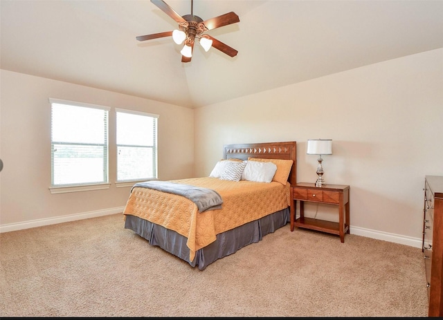 8706 Stowe Creek Ln, Missouri City, TX 77459 - carpeted bedroom with lofted ceiling and ceiling fan