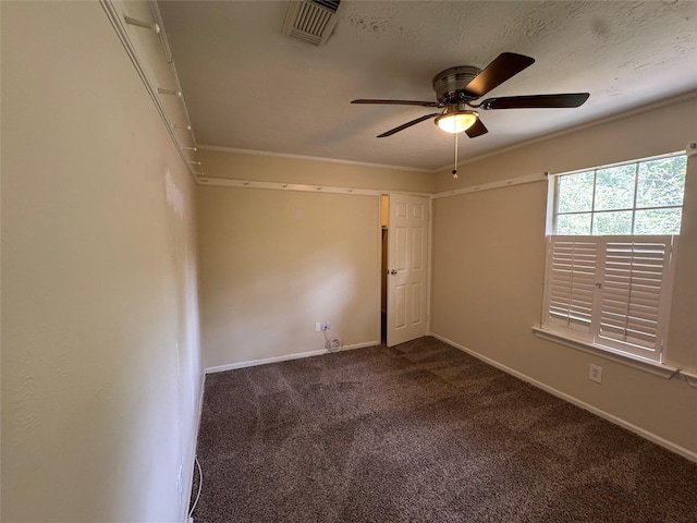 3 Ridgeline Ct, The Woodlands, TX 77381 - spare room with ceiling fan and dark carpet