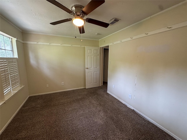 3 Ridgeline Ct, The Woodlands, TX 77381 - unfurnished room with carpet, ceiling fan, and crown molding