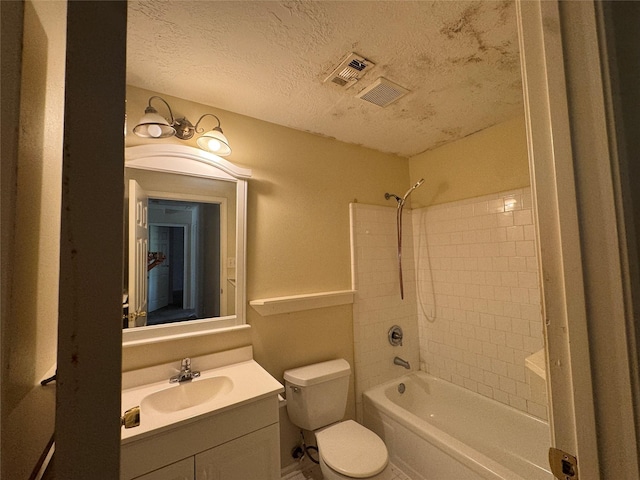 3 Ridgeline Ct, The Woodlands, TX 77381 - full bathroom with vanity, bathing tub / shower combination, and a textured ceiling