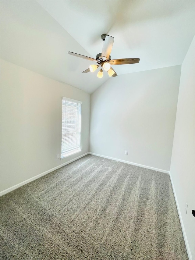 669 Cape Capri Dr, Katy, TX 77493 - empty room with carpet flooring, lofted ceiling, and ceiling fan