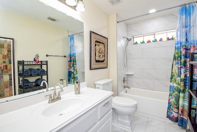 1006 Pointe Loma Dr, Sugar Land, TX 77479 - full bath with vanity, shower / bath combo, and marble finish floors