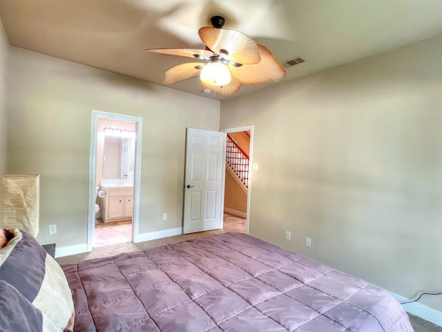 2325 Hutchins St, Houston, TX 77004 - bedroom featuring carpet flooring, ensuite bathroom, and ceiling fan