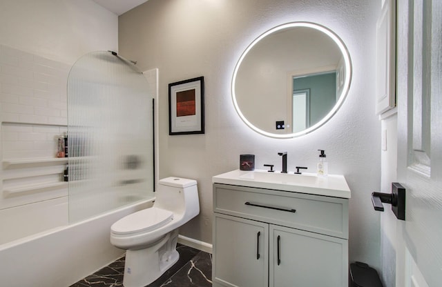 4426 Innsbrook Pl, Sugar Land, TX 77479 - bathroom featuring marble finish floors, vanity, and tub / shower combination