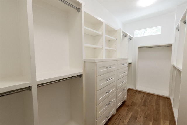 1202 Hamblen St, Houston, TX 77009 - walk in closet featuring dark wood-style floors and a skylight