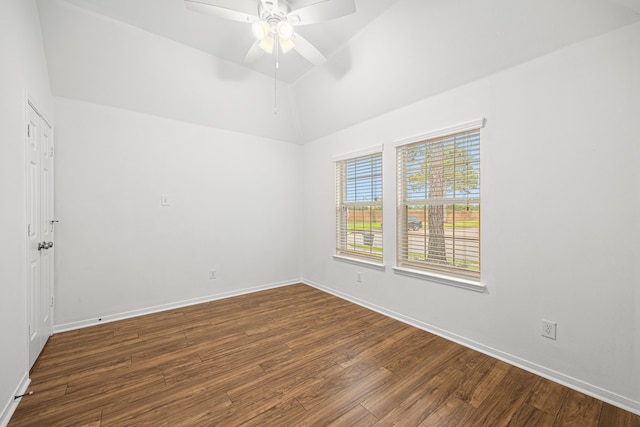 2206 Hollow Bloom Ln, Katy, TX 77494 - spare room featuring wood finished floors, a ceiling fan, and high vaulted ceiling