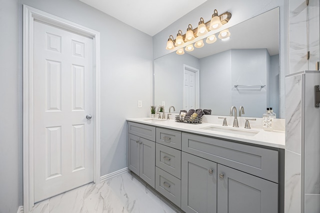2206 Hollow Bloom Ln, Katy, TX 77494 - bathroom with marble finish flooring and double vanity