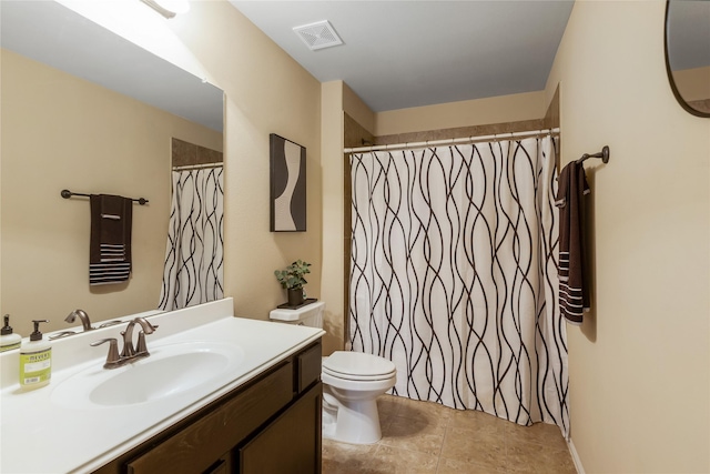 8218 Rustic Cape Dr, Cypress, TX 77433 - bathroom with vanity, a shower with curtain, and tile patterned floors