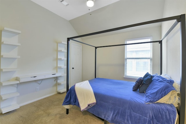 8106 Yarrow Dr, Cypress, TX 77433 - carpeted bedroom with vaulted ceiling and baseboards