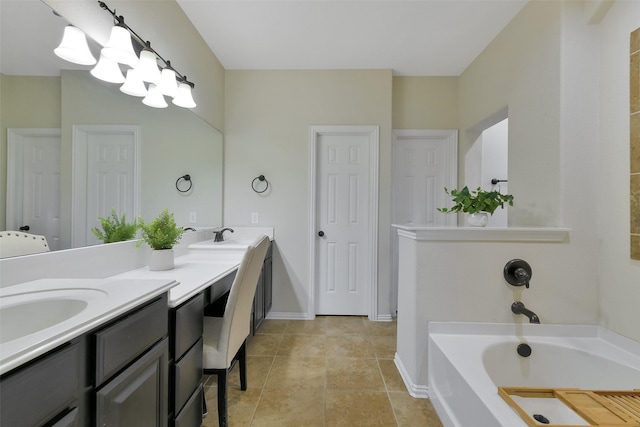 8106 Yarrow Dr, Cypress, TX 77433 - bathroom featuring double vanity and a garden tub