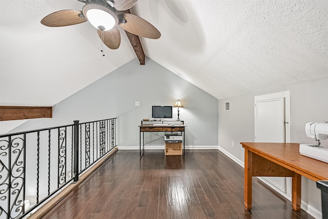 2114 Crows Nest Dr, League City, TX 77573 - office area with ceiling fan, wood finished floors, and a textured ceiling