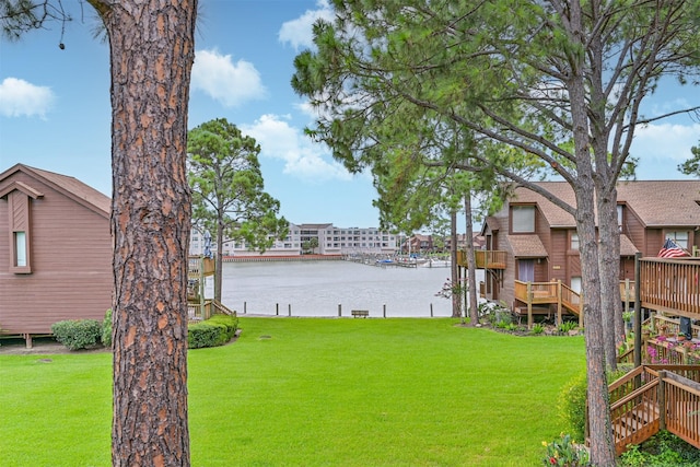 2114 Crows Nest Dr, League City, TX 77573 - view of grassy yard featuring a water view and stairway