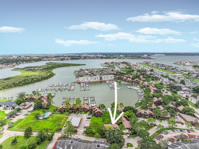 2114 Crows Nest Dr, League City, TX 77573 - aerial perspective of suburban area with a large body of water