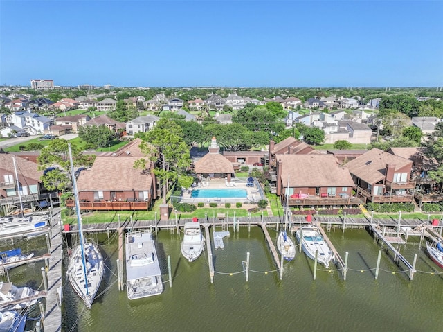 2114 Crows Nest Dr, League City, TX 77573 - dock area featuring a residential view, boat lift, and a water view