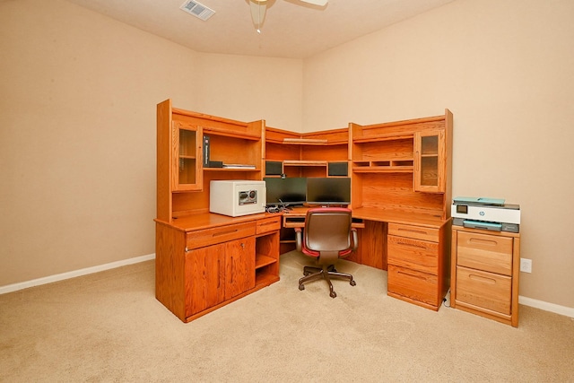 21211 Dover Park Ln, Katy, TX 77450 - home office with light colored carpet and a ceiling fan
