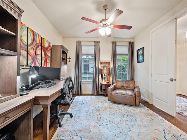 249 E 27th St, Houston, TX 77008 - office featuring wood finished floors and ceiling fan