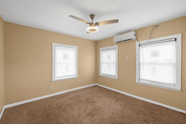 4505 Memorial Dr, Waco, TX 76711 - carpeted empty room featuring a wall mounted air conditioner and ceiling fan