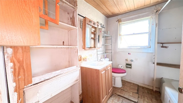 3307 Omega St, Houston, TX 77022 - full bath featuring vanity, a tub to relax in, and wooden ceiling