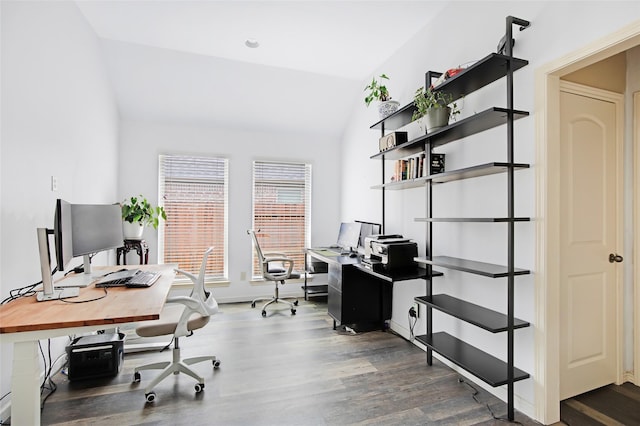 13015 Barkley Bend Ln, Houston, TX 77044 - office space with lofted ceiling and wood finished floors